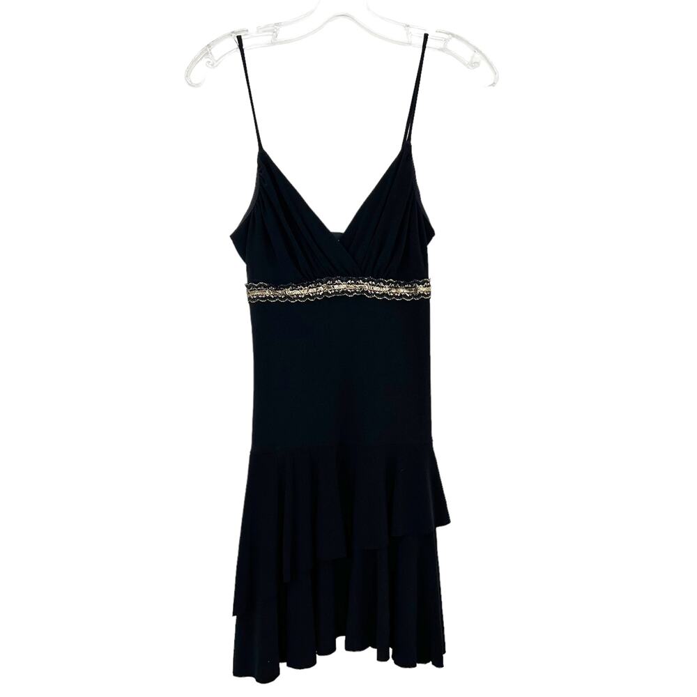 Vintage Y2K Taboo Black Gold Mini Dress Sz M